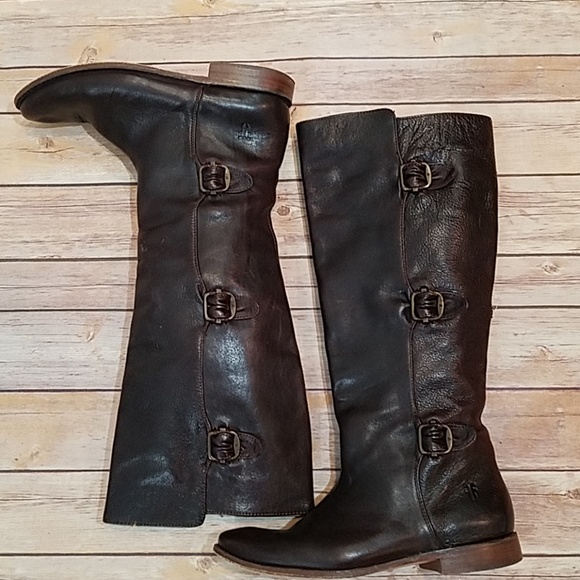 Frye Shoes - Frye brown triple buckle riding boots